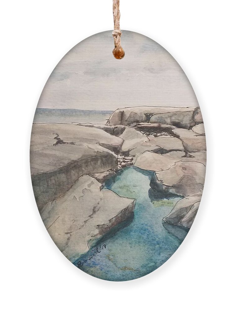 Peggy's Cove Ornament featuring the painting Peggy's Cove by Sheila Romard