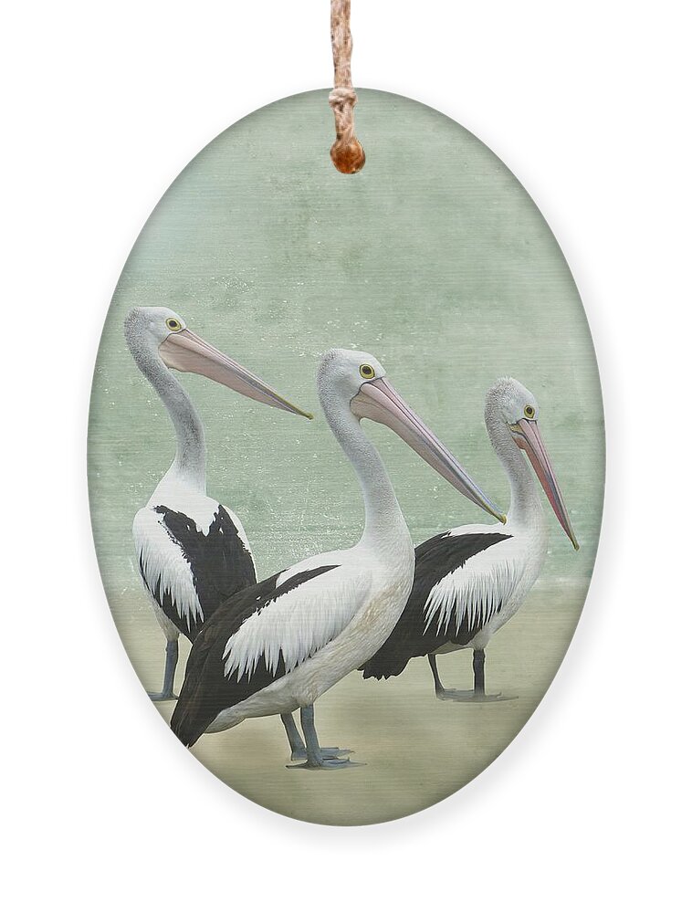 Pelican Ornament featuring the painting Pelican Beach by David Dehner