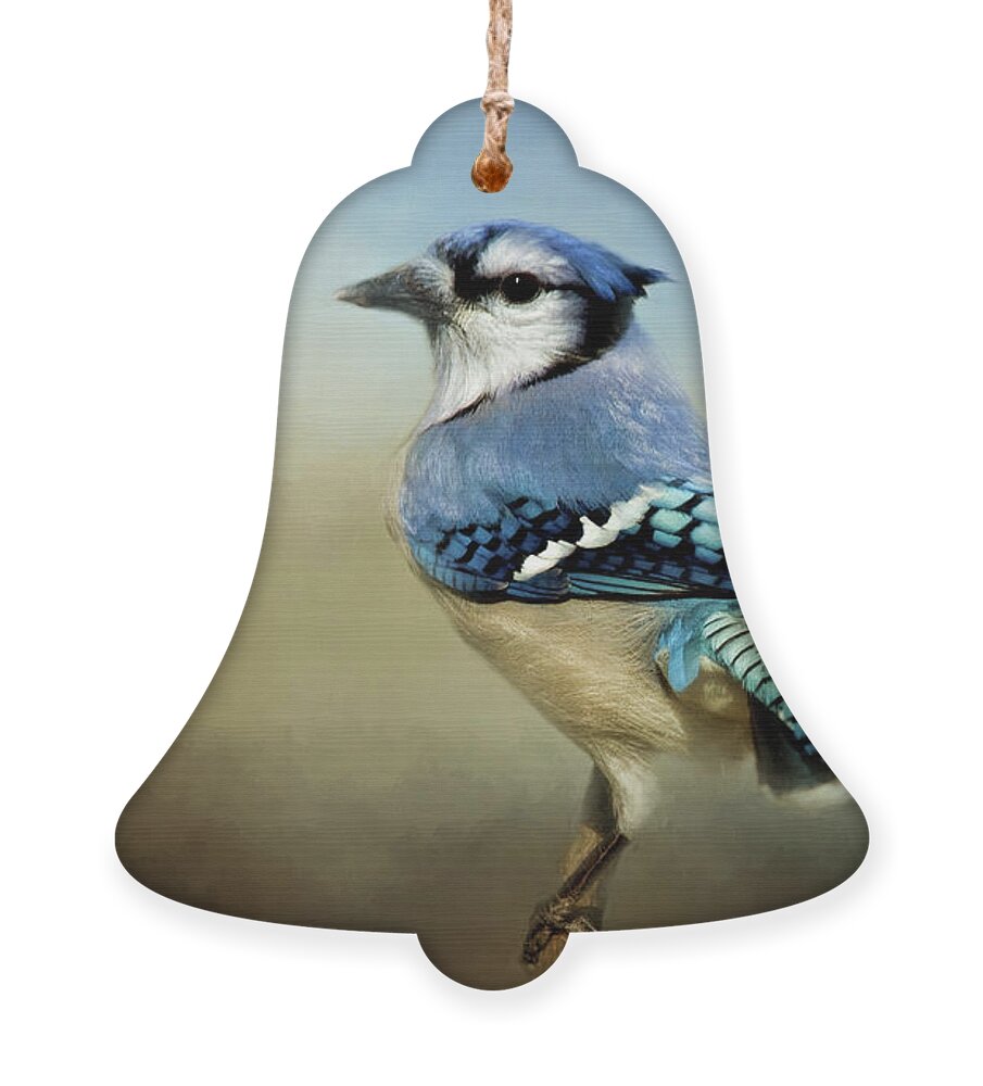 Animal Ornament featuring the photograph Perched Blue Jay by Lana Trussell