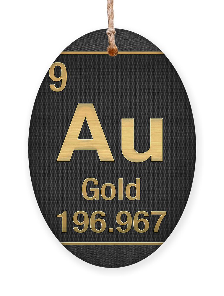 'the Elements' Collection By Serge Averbukh Ornament featuring the digital art Periodic Table of Elements - Gold - Au - Gold on Black by Serge Averbukh