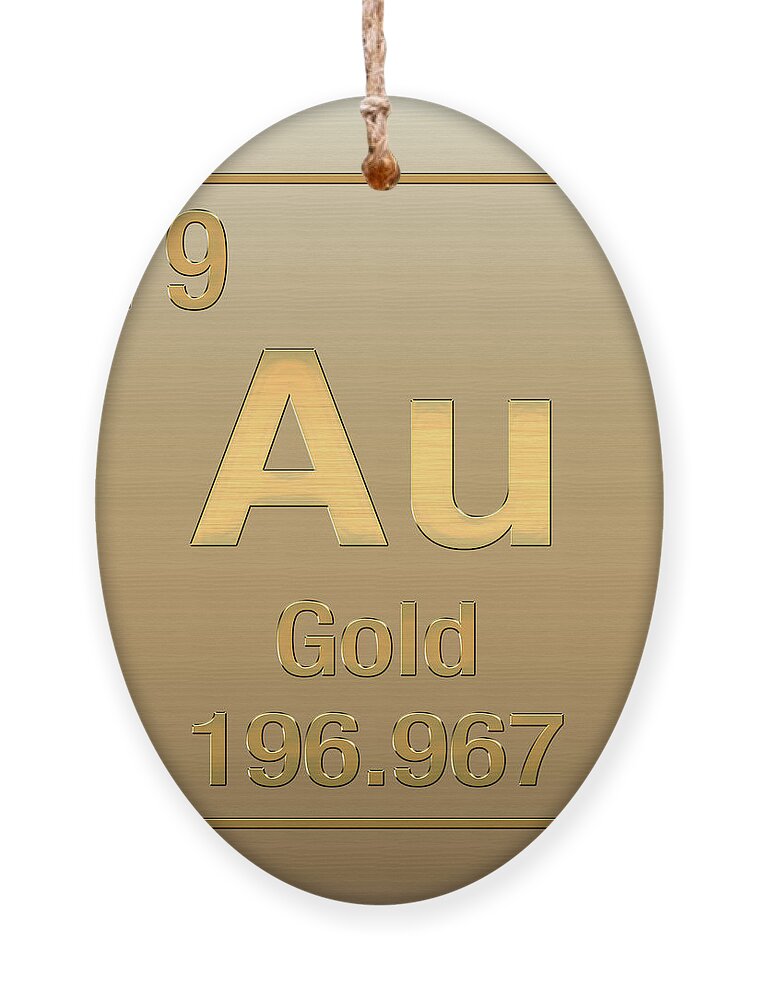 'the Elements' Collection By Serge Averbukh Ornament featuring the digital art Periodic Table of Elements - Gold - Au - Gold on Gold by Serge Averbukh