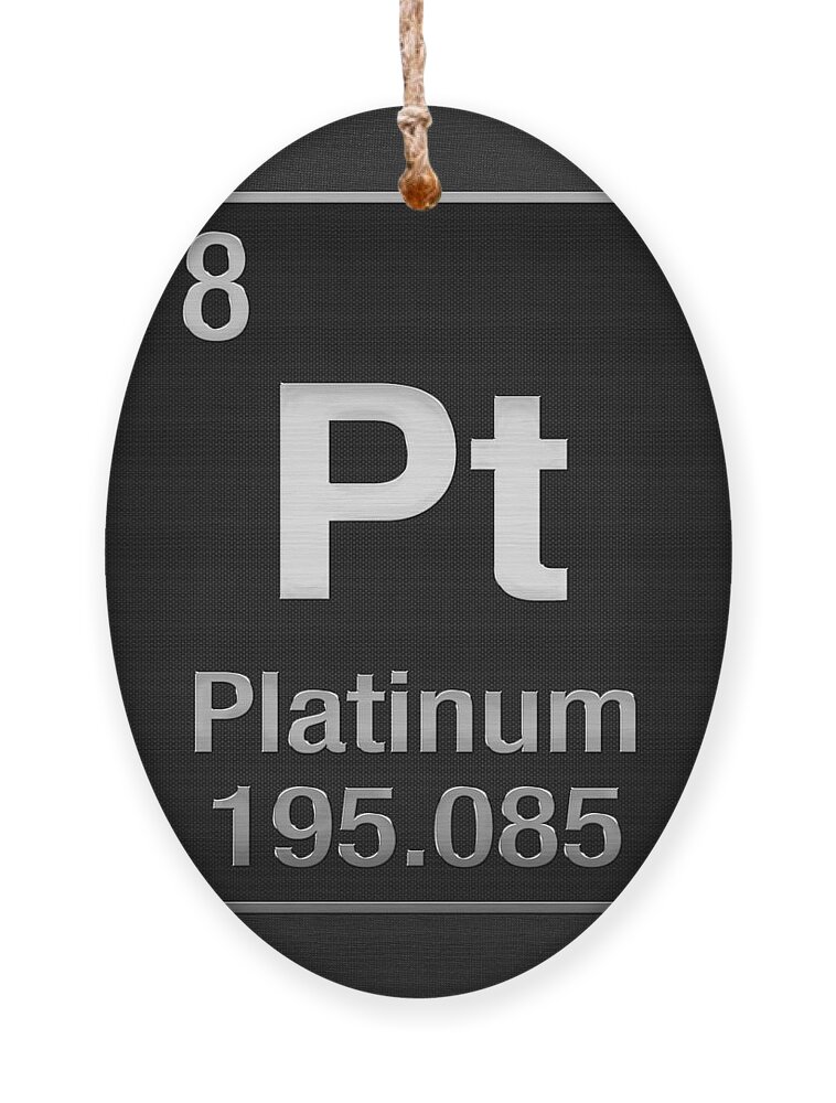 'the Elements' Collection By Serge Averbukh Chemistry Ornament featuring the digital art Periodic Table of Elements - Platinum - Pt - Platinum on Black by Serge Averbukh