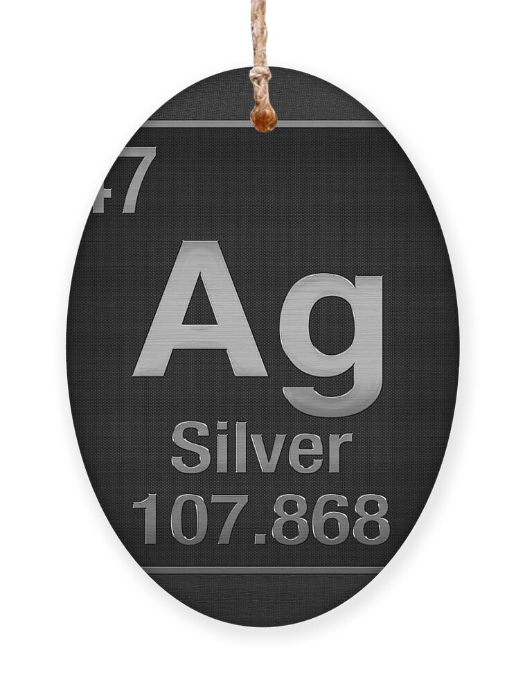 'the Elements' Collection By Serge Averbukh Ornament featuring the digital art Periodic Table of Elements - Silver - Ag - Silver on Black by Serge Averbukh