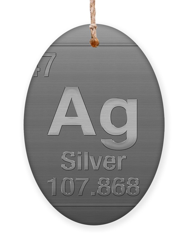 'the Elements' Collection By Serge Averbukh Ornament featuring the digital art Periodic Table of Elements - Silver - Ag - Silver on Silver by Serge Averbukh