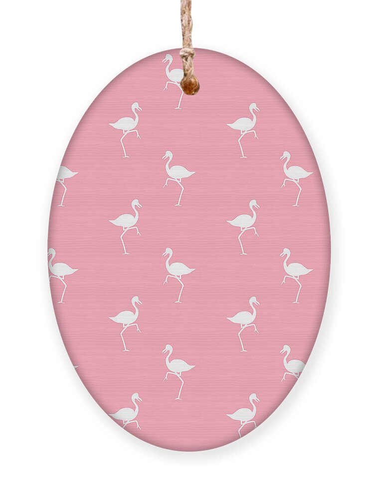 Flamingo Ornament featuring the mixed media Pink Flamingos Pattern by Christina Rollo