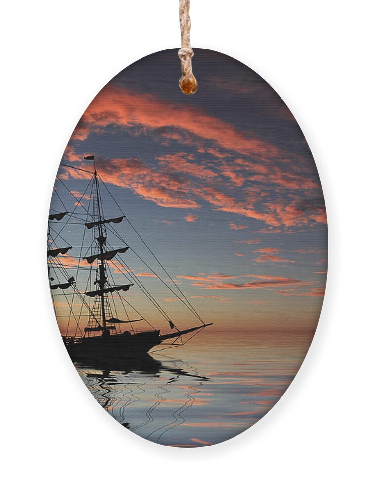 Pirate Ship Ornament featuring the photograph Pirate Ship at Sunset by Shane Bechler