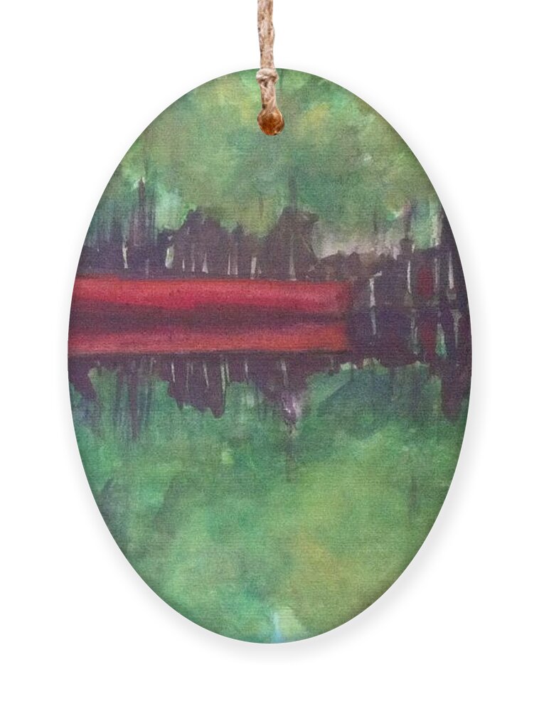Boat Ornament featuring the painting Pirogue on Bayou Lafourche by Beverly Boulet