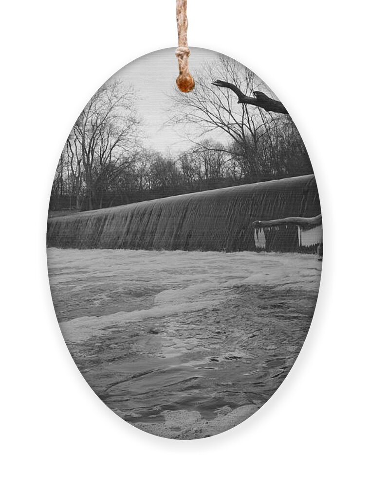 Pompton Spillway Ornament featuring the photograph Falling Water on the Pompton Spillway in Winter by Christopher Lotito