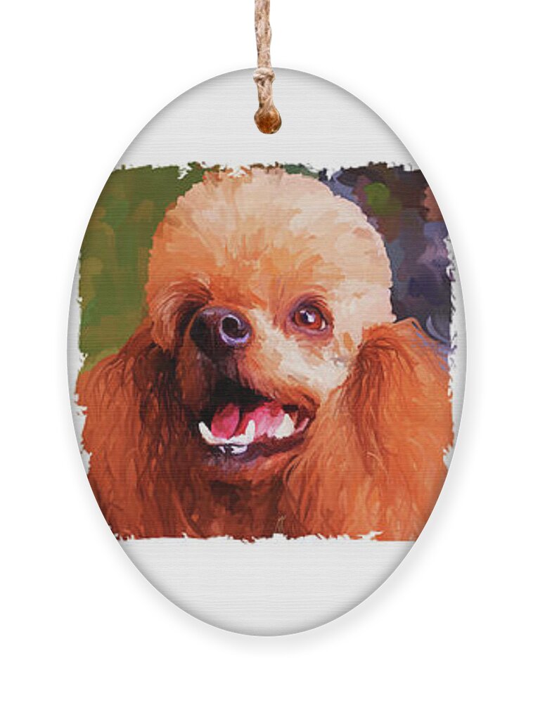 Poodle Ornament featuring the painting Poodle Trio by Jai Johnson