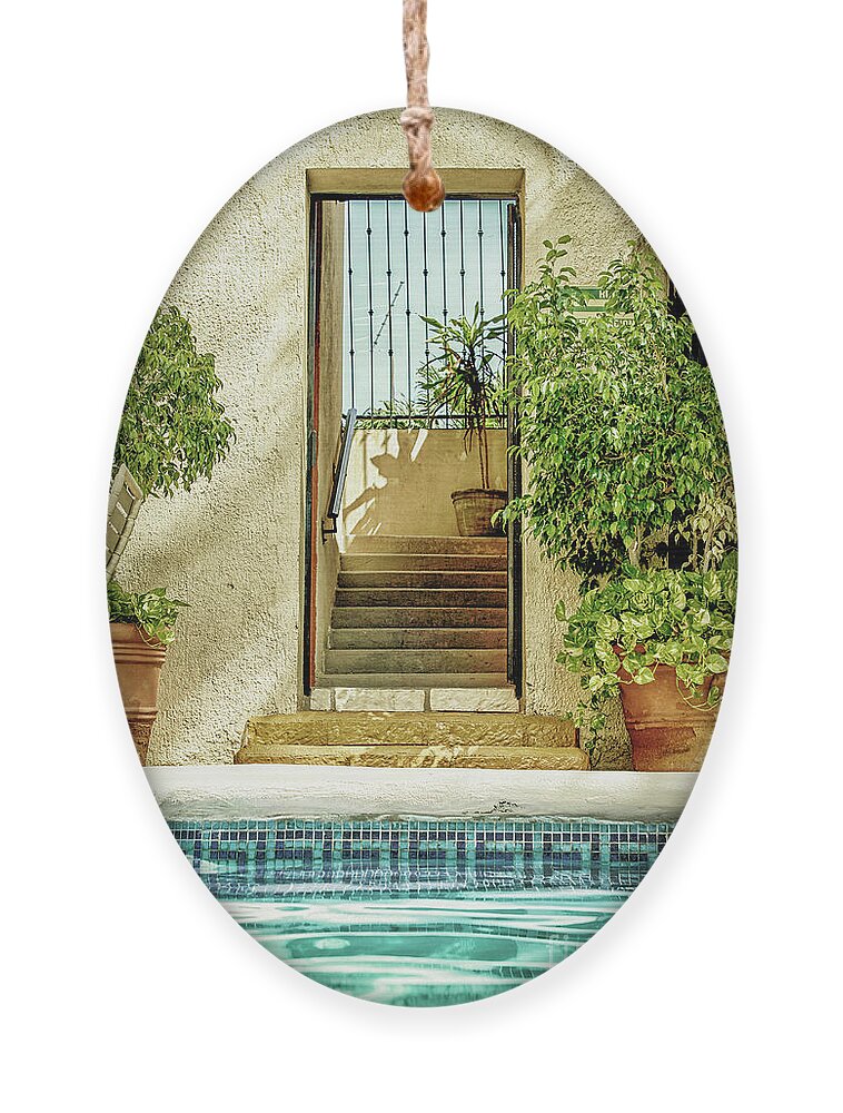 La Paz Ornament featuring the photograph Poolside Baja by Becqi Sherman