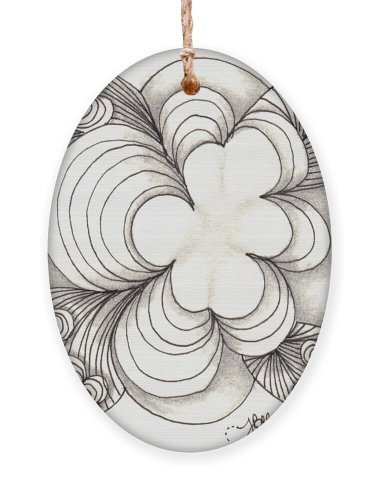 Zentangle Ornament featuring the drawing Popcloud Blossom by Jan Steinle