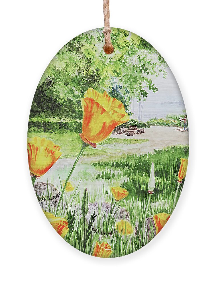 Poppies Ornament featuring the painting Poppies Of California by Irina Sztukowski
