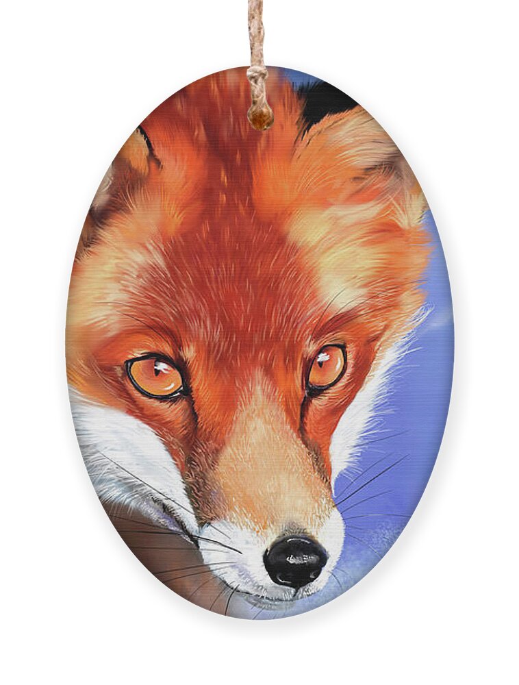 Fox Ornament featuring the digital art Portrait of a Fox by Norman Klein