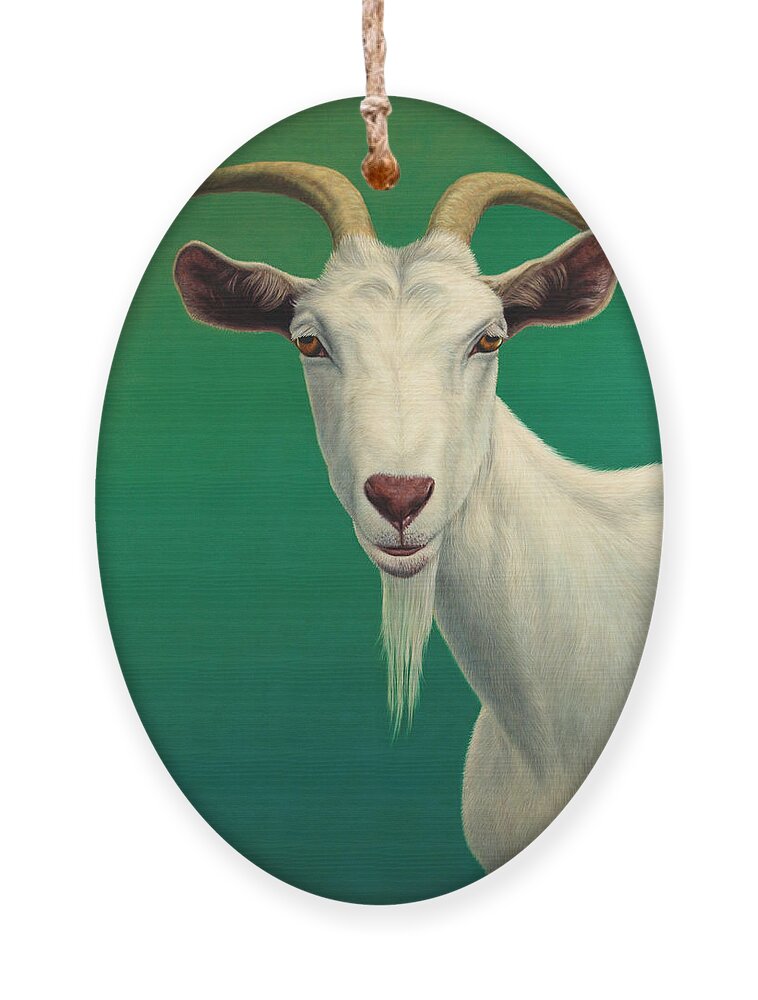 Goat Ornament featuring the painting Portrait of a Goat by James W Johnson