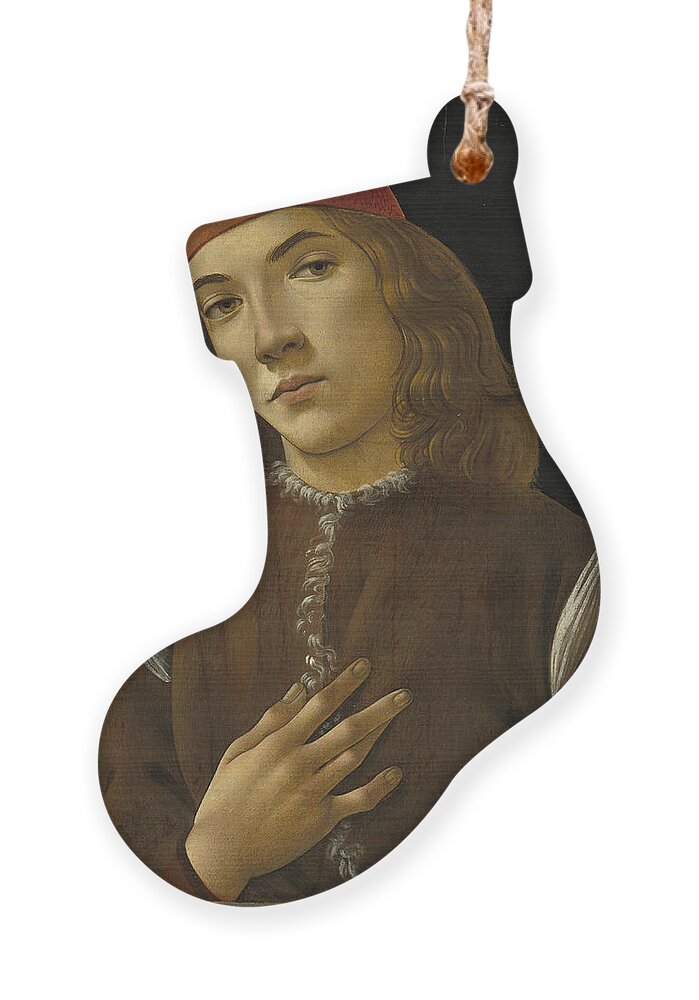 Sandro Botticelli Ornament featuring the painting Portrait Of A Youth by Sandro Botticelli