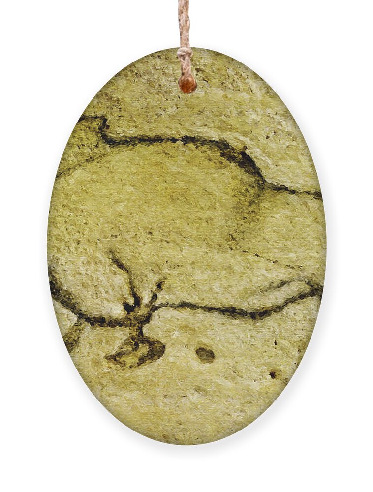 Bison Ornament featuring the digital art Prehistoric Bison 1- La Covaciella by Weston Westmoreland