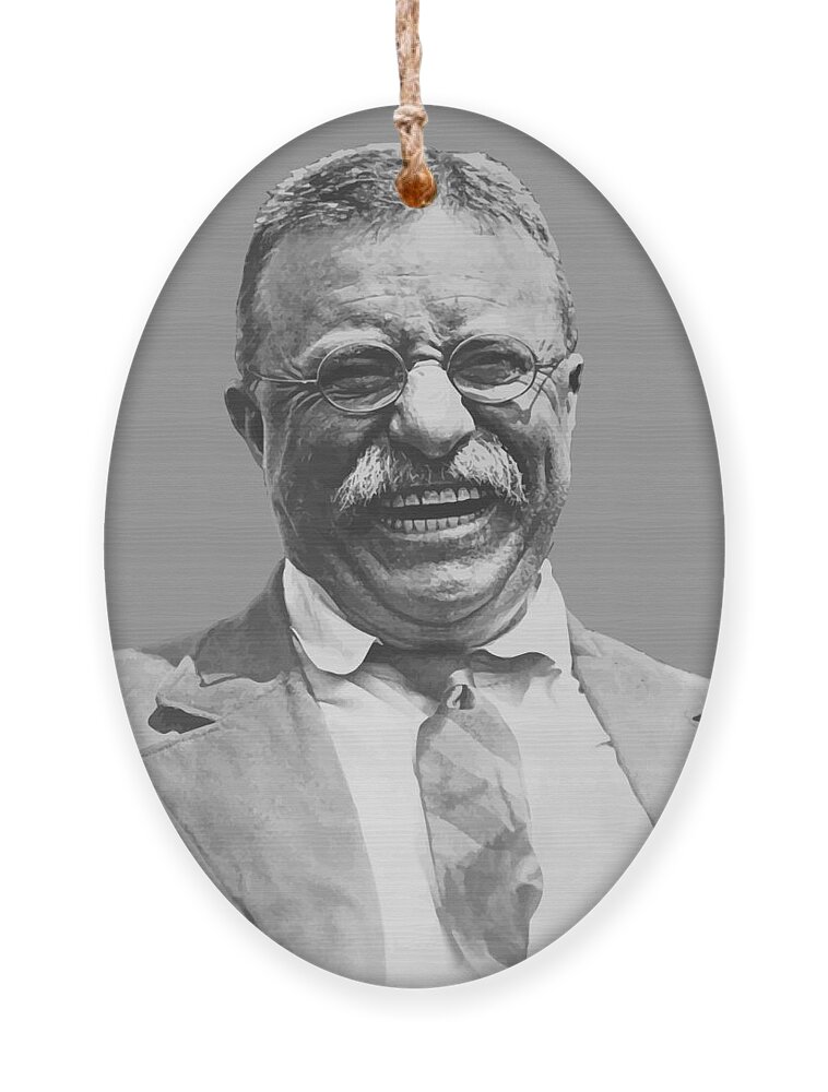 Teddy Roosevelt Ornament featuring the painting President Teddy Roosevelt by War Is Hell Store