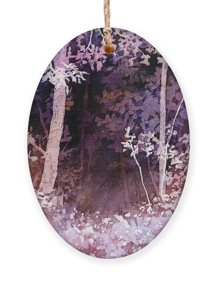 Purple Ornament featuring the painting Purple Forest by Hailey E Herrera
