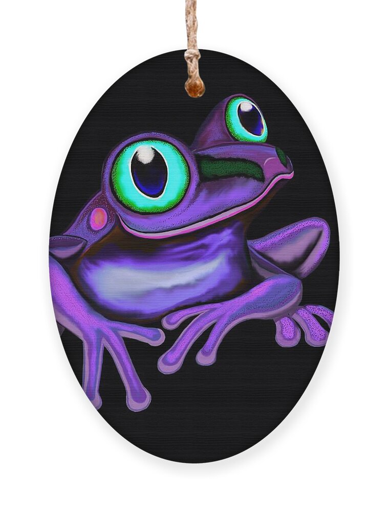 Frogs Ornament featuring the painting Purple Frog by Nick Gustafson