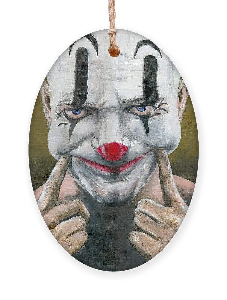 Clown Ornament featuring the painting Put on a Happy Face by Matthew Mezo