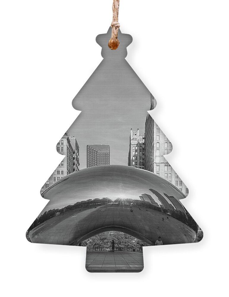 Chicago Ornament featuring the photograph Quiet Millennium Morning Grayscale by Jennifer White