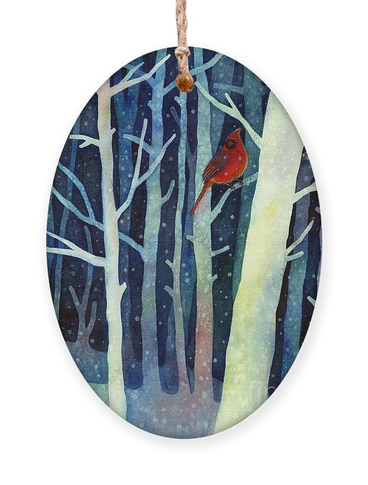 Cardinal Ornament featuring the painting Quiet Moment by Hailey E Herrera