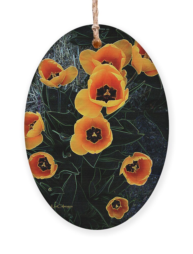 Tulips Ornament featuring the mixed media Radiant Tulips by Kae Cheatham