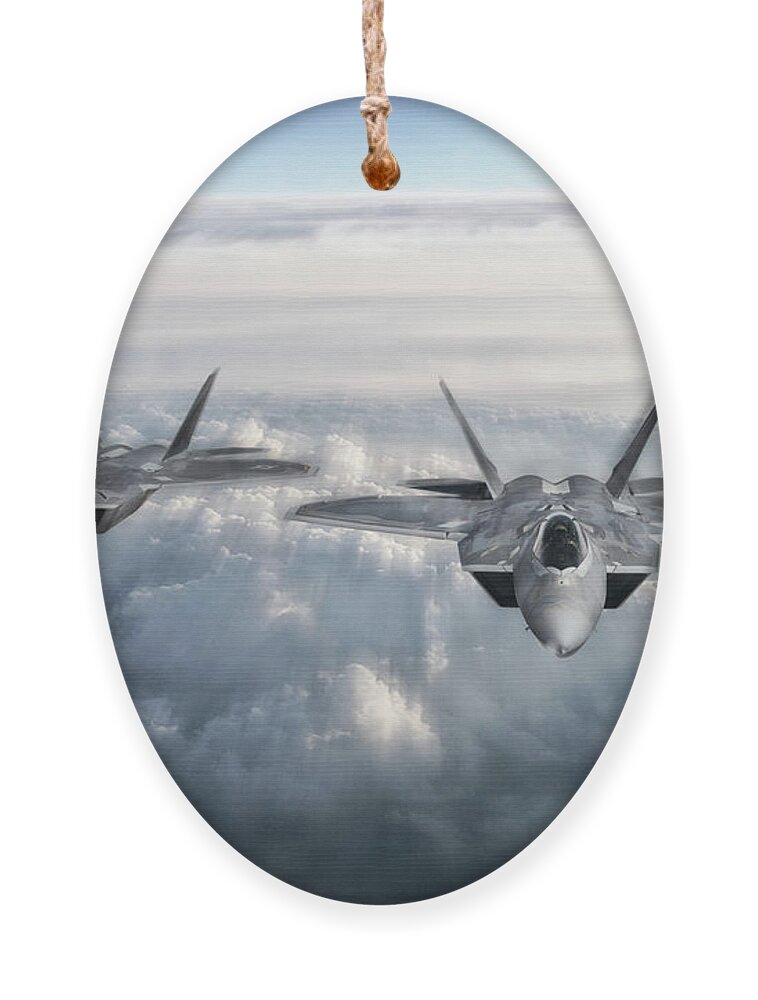 F22 Ornament featuring the digital art Raptor Duo by Airpower Art