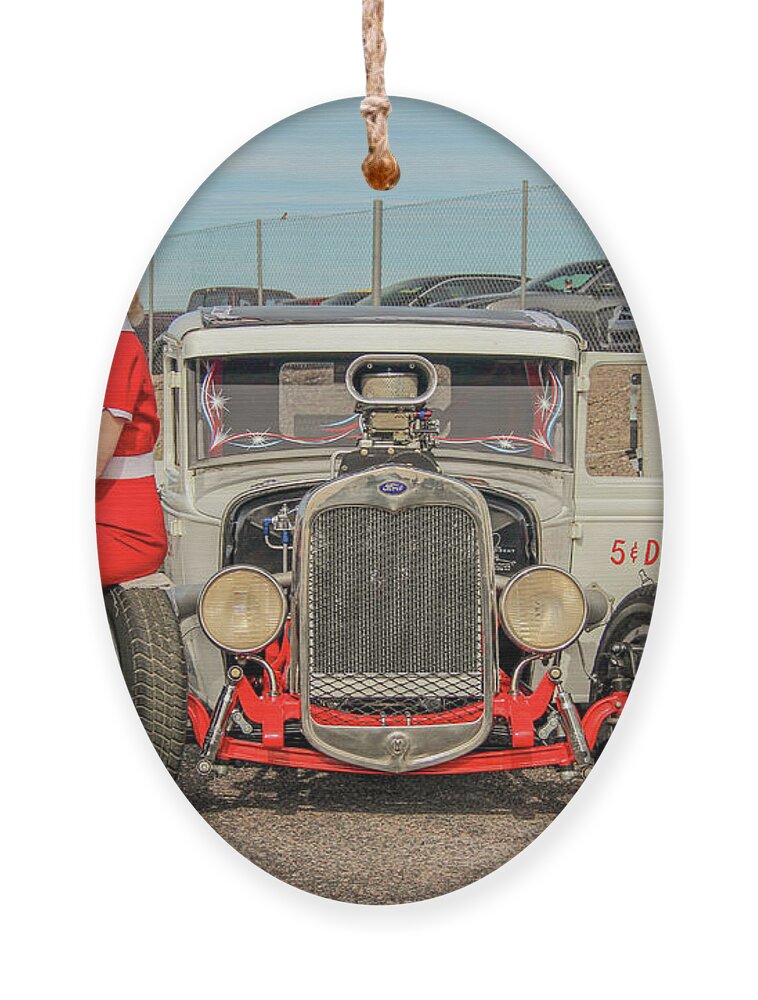 Pinup Ornament featuring the photograph Ratrod pinup by Darrell Foster