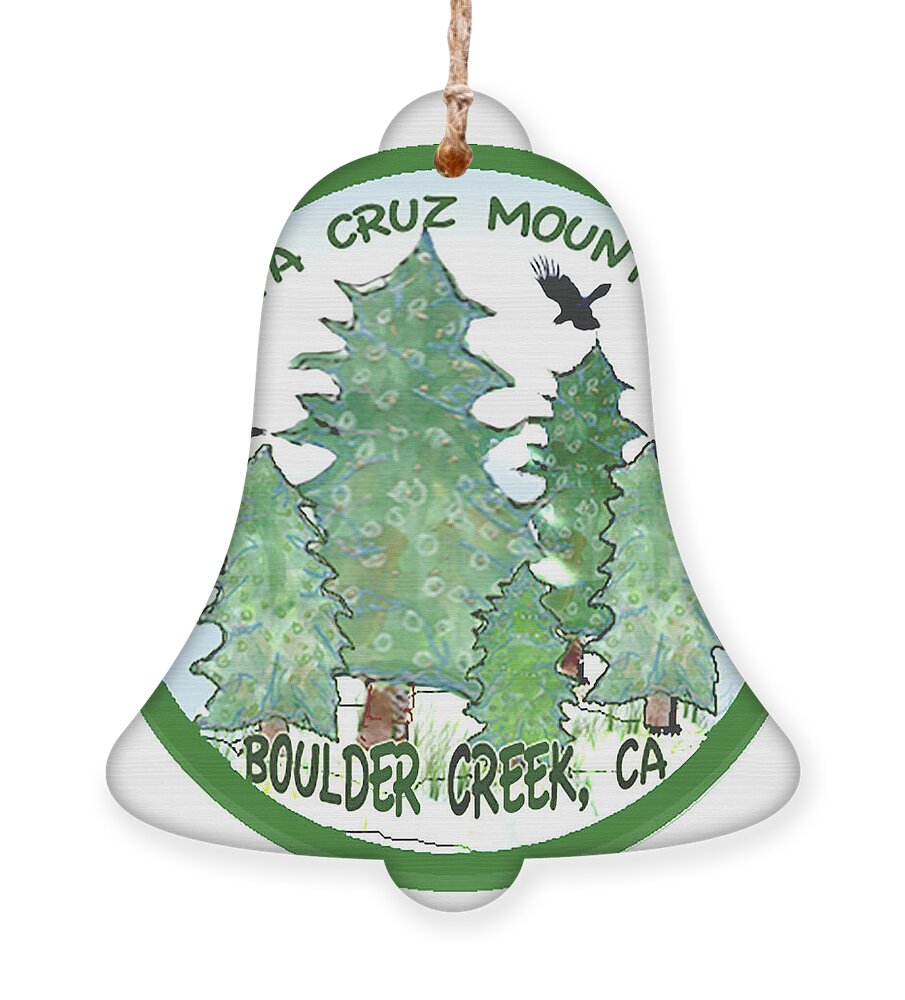 Redwood Trees Ornament featuring the tapestry - textile Ravens and Redwoods by Ruth Dailey