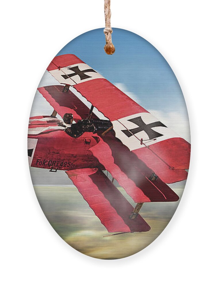 Red Baron Ornament featuring the photograph Red Baron Panorama - Lord of the Skies by Weston Westmoreland