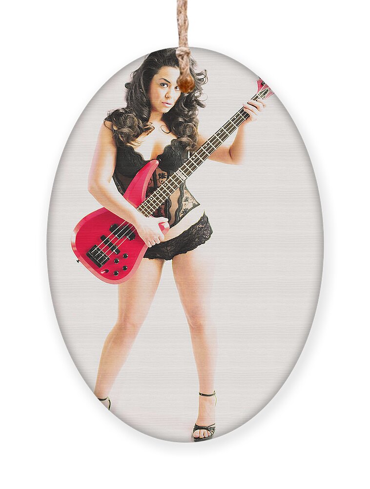 Red Ornament featuring the photograph Red bass guitar by Robert WK Clark