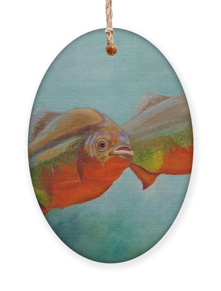 Fish Ornament featuring the painting Red Bellied Fish by Angeles M Pomata