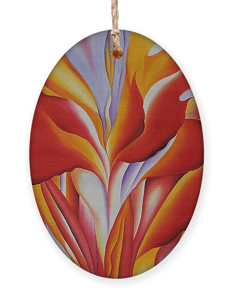 Red Ornament featuring the painting Red Canna by Georgia OKeefe