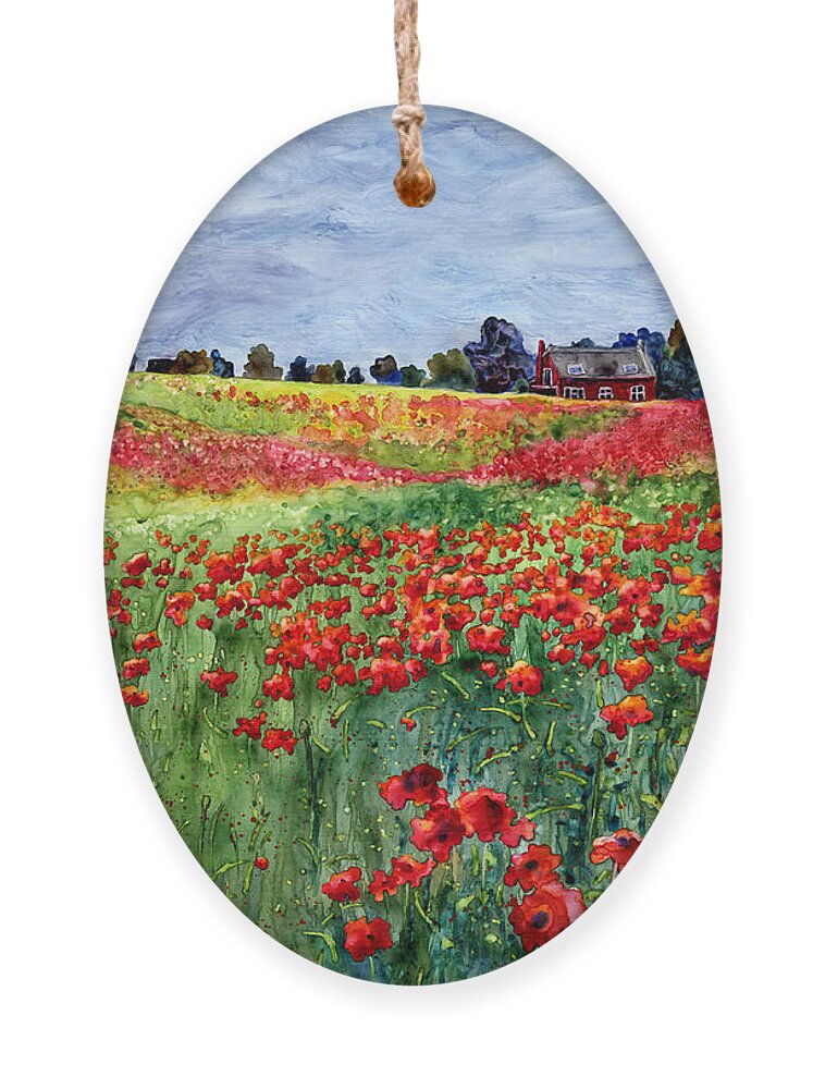 Poppy Ornament featuring the painting Red Carpet by Hailey E Herrera