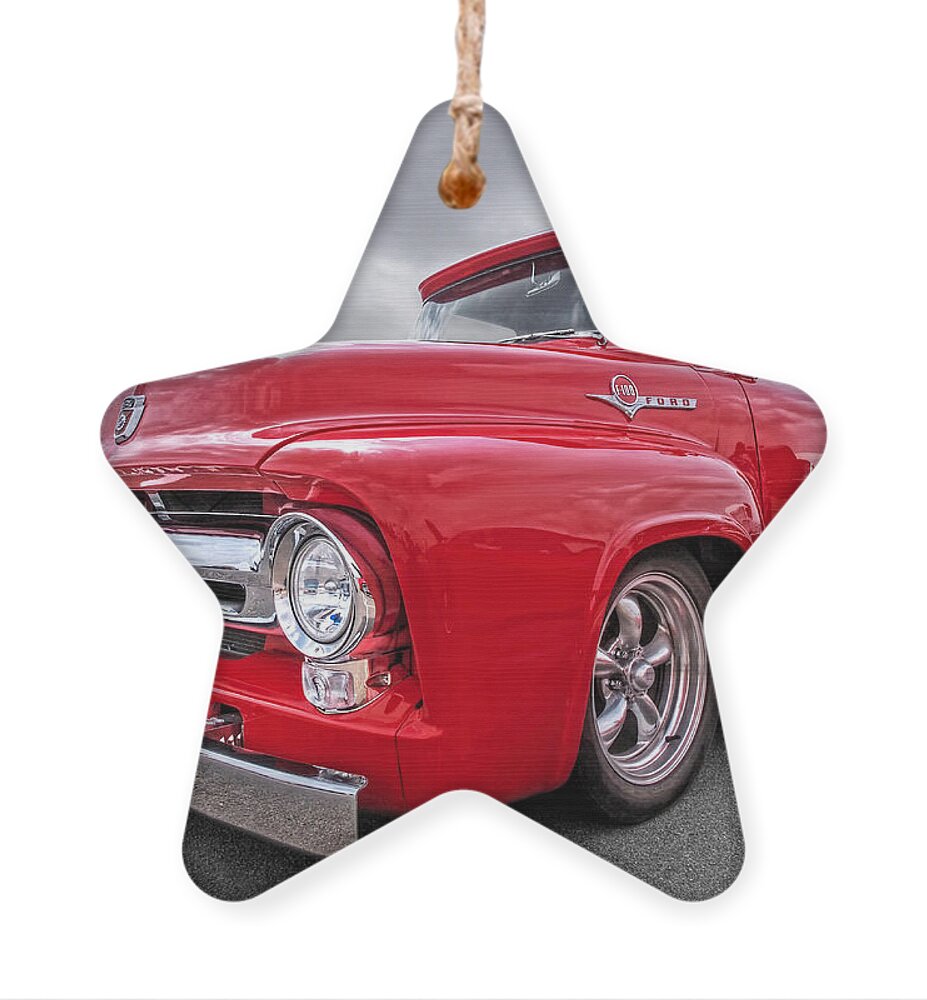 Ford F100 Ornament featuring the photograph Red F-100 by Gill Billington