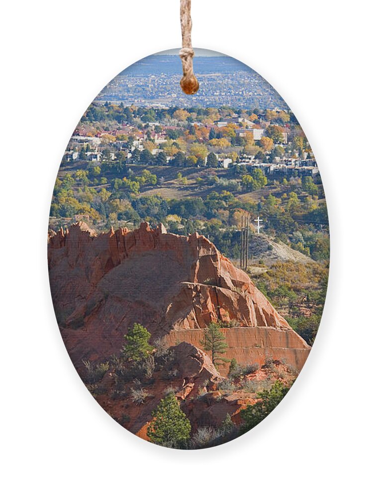 Rock Quarry Ornament featuring the photograph Red Rock Canyon Rock Quarry and Colorado Springs by Steven Krull