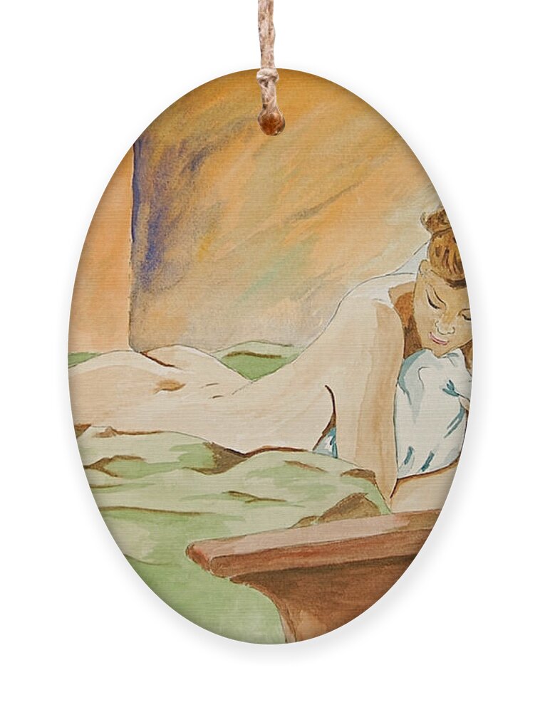 Nude Ornament featuring the painting Red Shoes by Herschel Fall