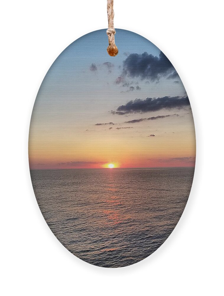 Sunset Ornament featuring the photograph Red Sunset Over Ocean by Vic Ritchey