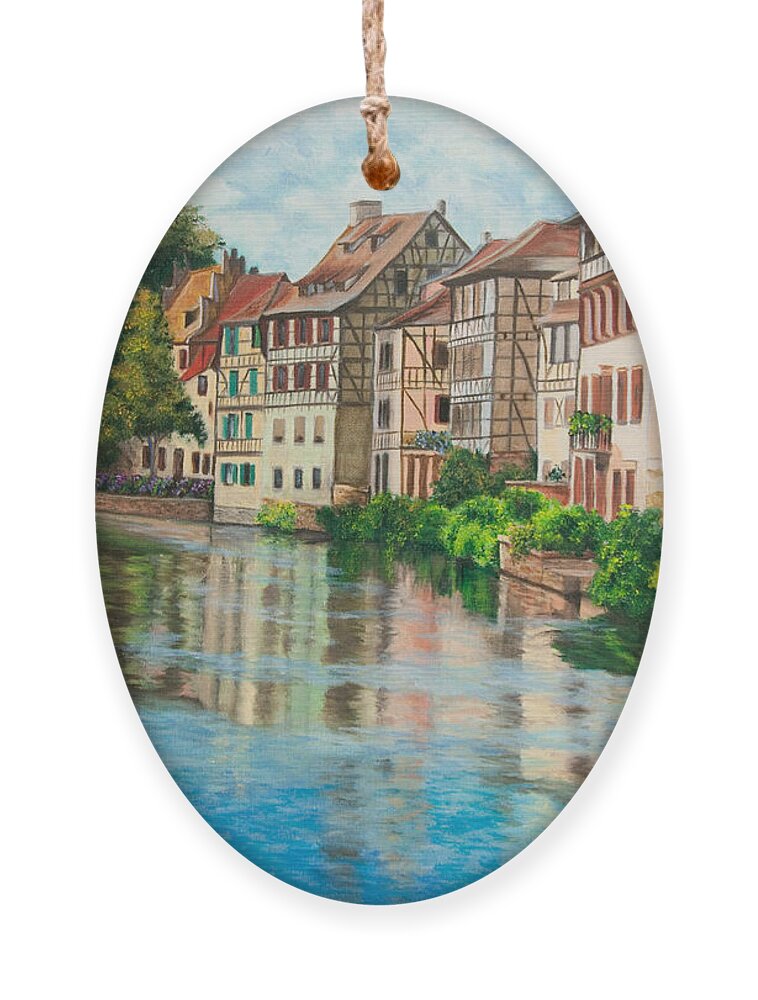 Strasbourg France Art Ornament featuring the painting Reflections Of Strasbourg by Charlotte Blanchard