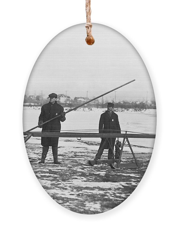 Rescue For Skating On Thin Ice Ornament by Underwood Archives - Pixels