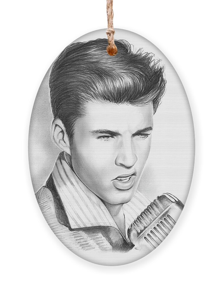 Ricky Nelson Ornament featuring the drawing Ricky Nelson by Greg Joens