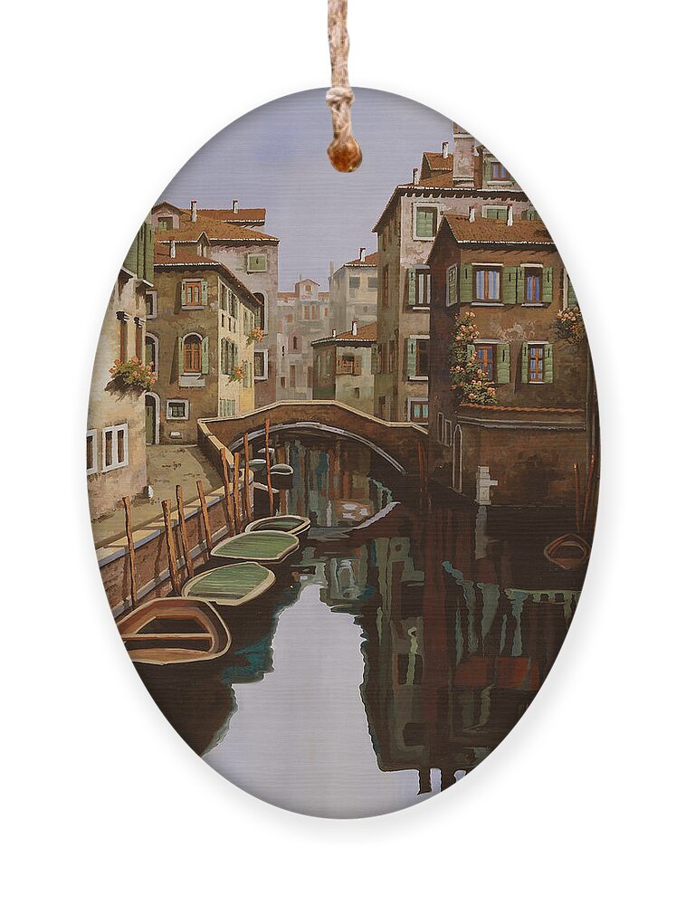 Venice Ornament featuring the painting Riflesso Scuro by Guido Borelli