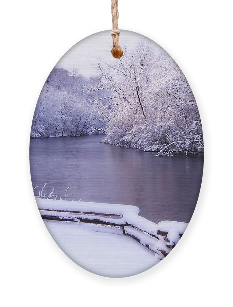 River Ornament featuring the photograph River In Winter by Phil Perkins