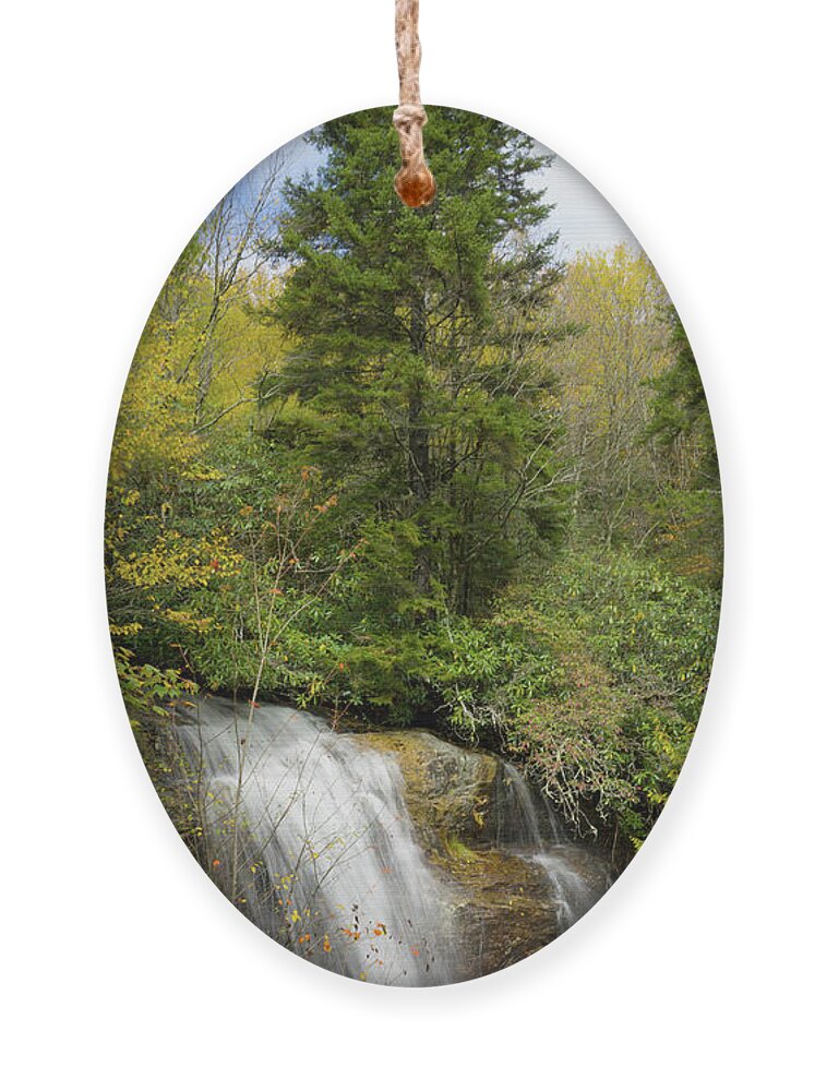 Waterfall Ornament featuring the photograph Roadside Waterfall in North Carolina by Mike McGlothlen