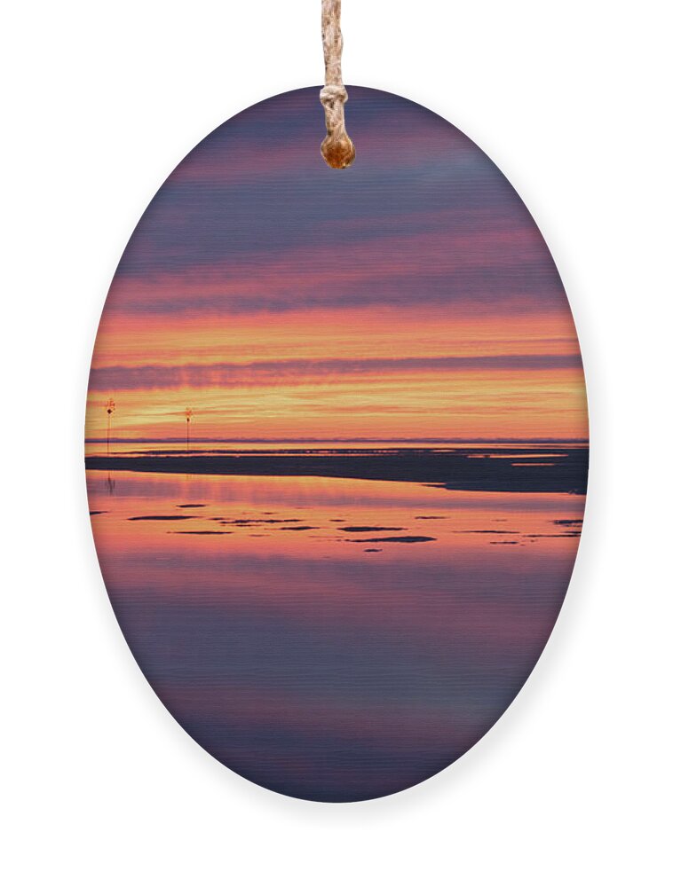 Rock Harbor Ornament featuring the photograph Rock Harbor Sunset by Lorraine Cosgrove