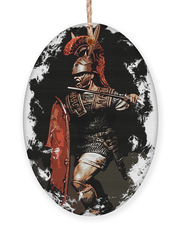 Warrior Ornament featuring the painting Roman Legionary at War by AM FineArtPrints
