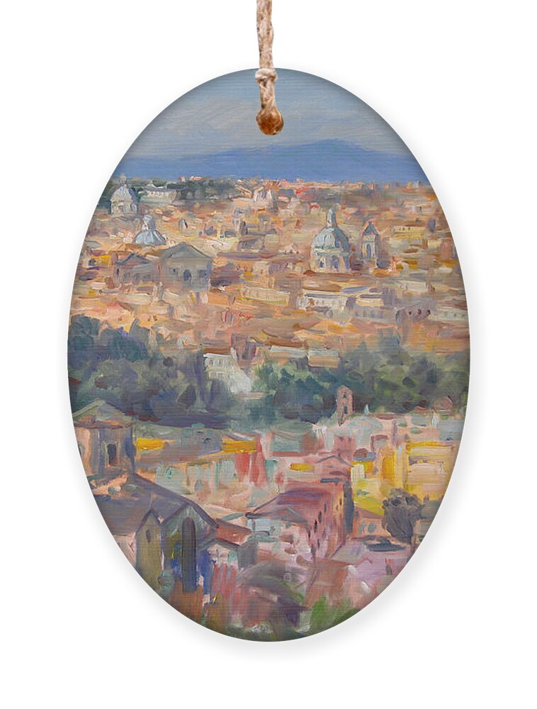 Rome Ornament featuring the painting Rome View from Gianicolo by Ylli Haruni