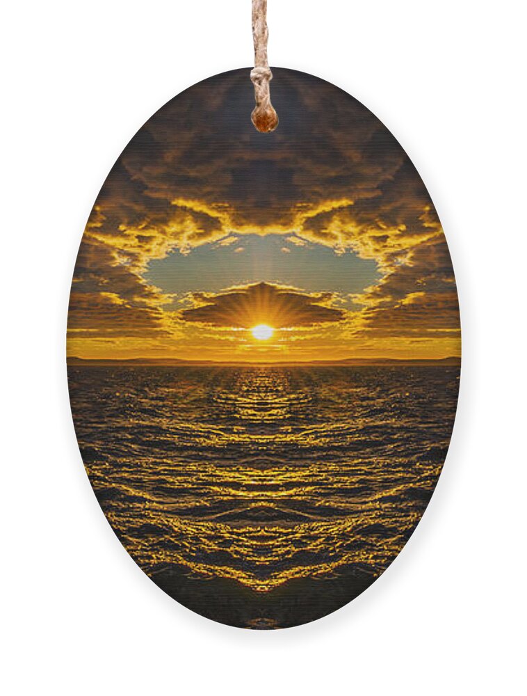 America Ornament featuring the digital art Rosario Strait Sunset Reflection by Pelo Blanco Photo