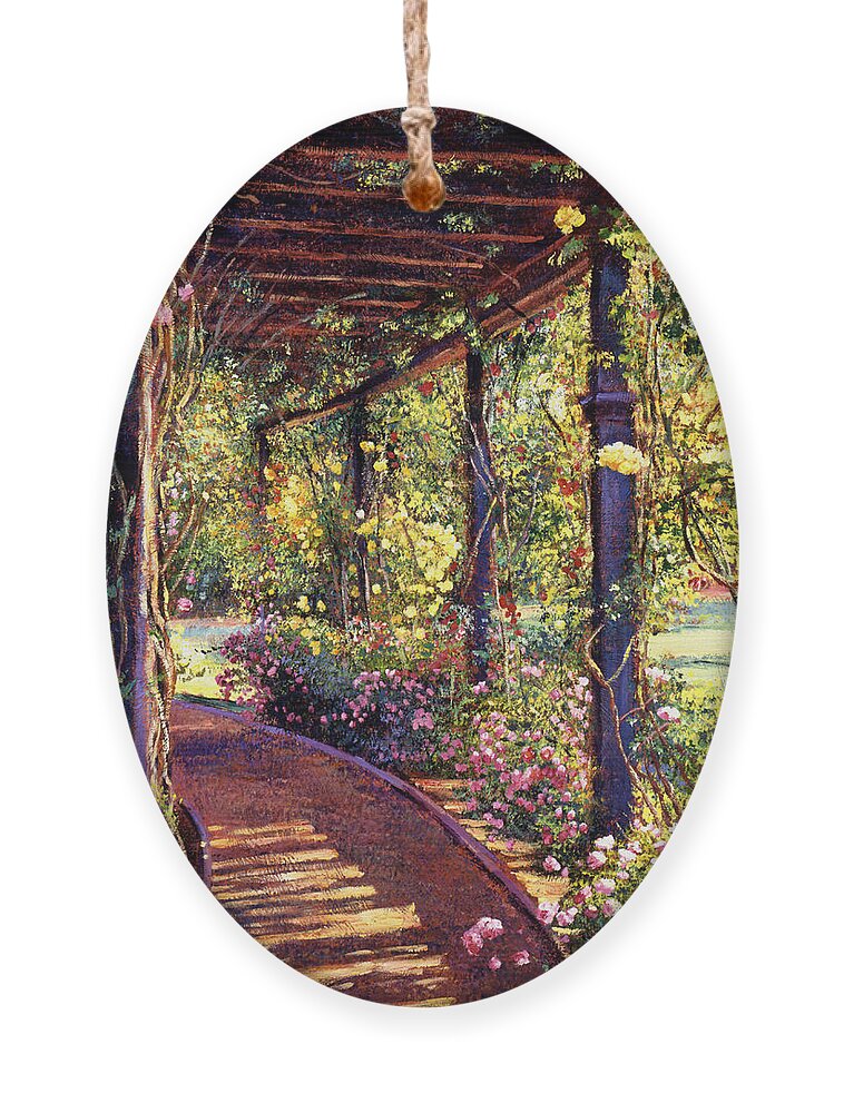 Flowers Ornament featuring the painting Rose Arbor Toluca Lake by David Lloyd Glover